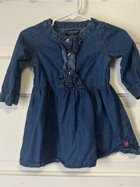 U.S. Polo Assn. Ruffle-Front Denim Dress Size 12 month